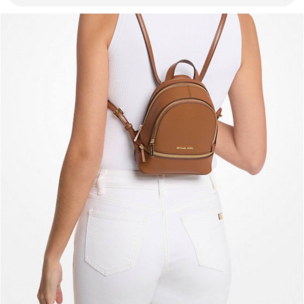 Michael Kors Brown Leather Backpack with Gold Hardware